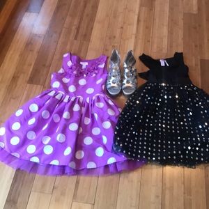 Two justice dresses and a pair of shoes